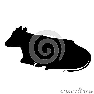 Illustration vector graphic, silhouette of cow sitting Vector Illustration