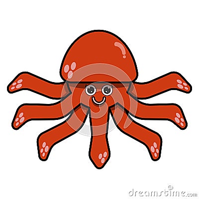 cute the red octopus Vector Illustration