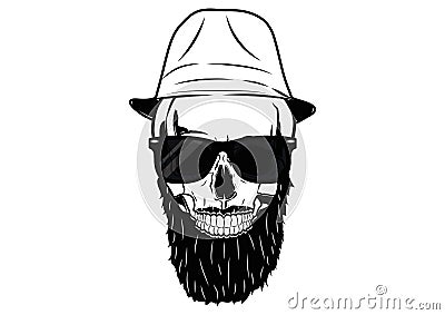 Illustration Vector Graphic Skull Pirate Hipster Vector Illustration