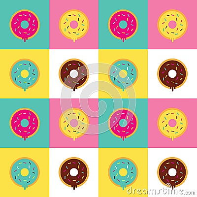 Illustration vector graphic of variant donuts make a pattern. Vector Illustration