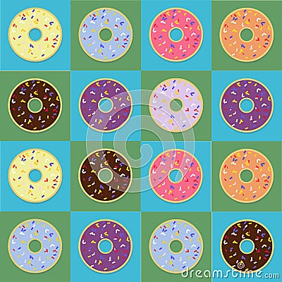 Illustration vector graphic of variant donuts make a pattern Vector Illustration