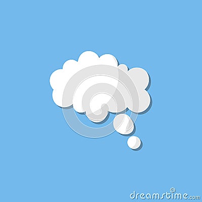 Vector graphic of White blank empty speech bubbles, thinking balloon cloud shape on blue background. Vector Illustration for your Stock Photo