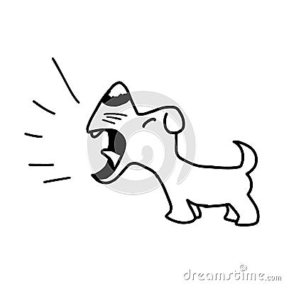 Illustration Vector Hand Draw Doodles Of Barking Dog On | CartoonDealer ...