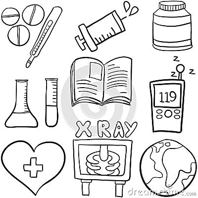 Illustration vector of medical object doodles Vector Illustration