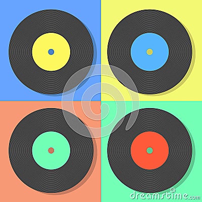 Illustration of vector multi colored vinyl disks Vector Illustration