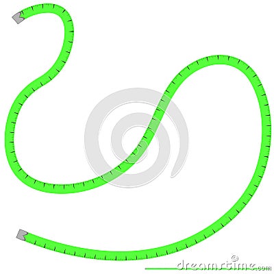 Illustration, vector pattern - green tailor meter, centimeter - isolate on a white background Vector Illustration