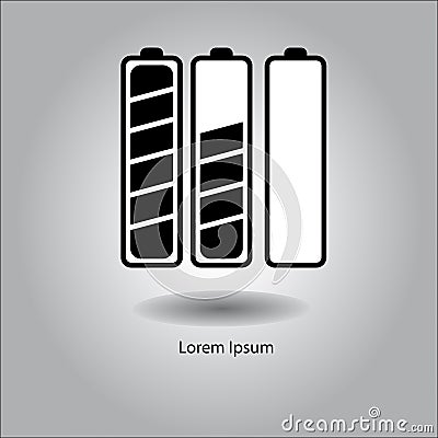 Illustration vector very long battery black and white icon. Vector Illustration