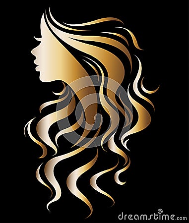 Illustration vector of women silhouette golden icon Vector Illustration