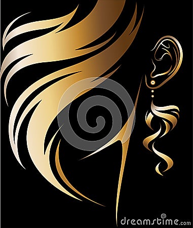 Illustration vector of women silhouette golden icon Vector Illustration