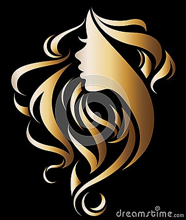 Illustration vector of women silhouette golden icon Vector Illustration