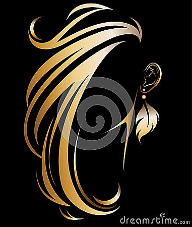 Illustration vector of women silhouette golden icon Vector Illustration