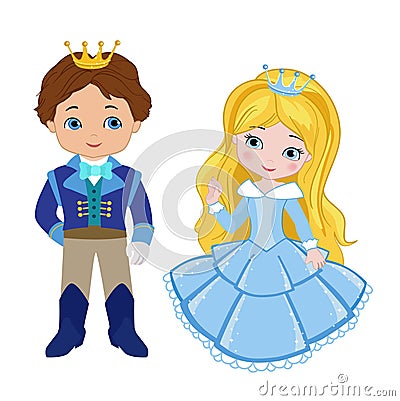 Illustration of very cute Prince and Princess. Vector Illustration