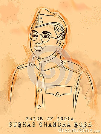 Vintage Indian background with Nation Hero and Freedom Fighter Subhash Chandra Bose Pride of India Vector Illustration