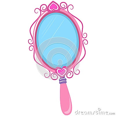 Illustration of Vintage Pink Hand Mirror Vector Illustration