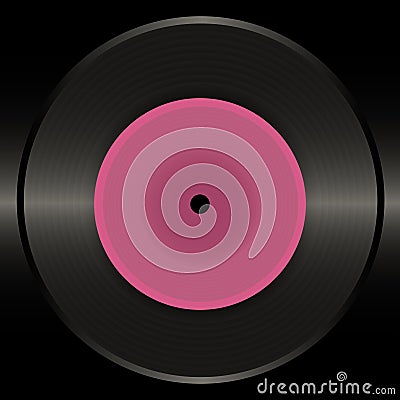 Illustration of a vinyl gramophone musical black plate. Stock Photo