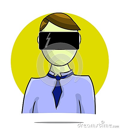 Illustration of virtual reality person Stock Photo