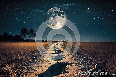 A Path to the Moon Cartoon Illustration