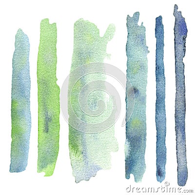 Illustration, watercolor abstract set of multicolored stripes on a white background. Stock Photo