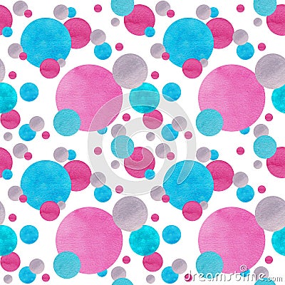 Illustration watercolor circles seamless pattern, round multicolored frames Stock Photo