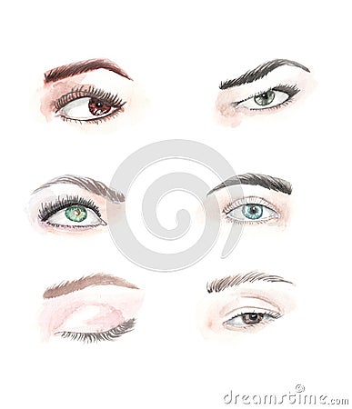 Illustration of watercolor eyes Stock Photo