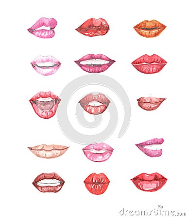 Illustration of watercolor lips Stock Photo