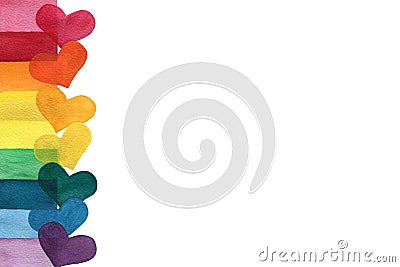 Watercolor rainbow love with rainbow hearts, valentines day and mothers day card concept Stock Photo