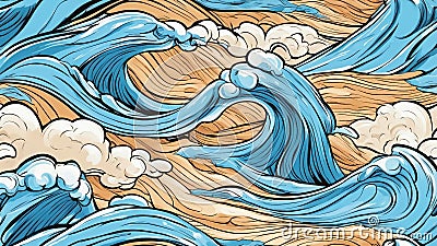 illustration of an wave A blue water wave symbol, showing the fluidity and the motion of water. The symbol is smooth Cartoon Illustration