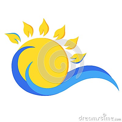 Wave and sun logo. Stock Photo