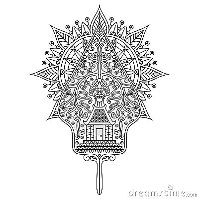 Wayang kulit character in zentangle style Vector Illustration