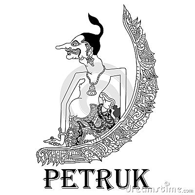 Wayang kulit petruk character in zentangle style Vector Illustration