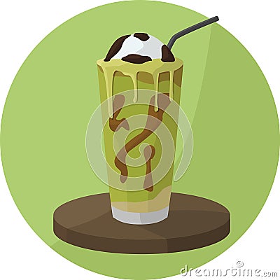 Avocado Float Drinks Vector Illustration