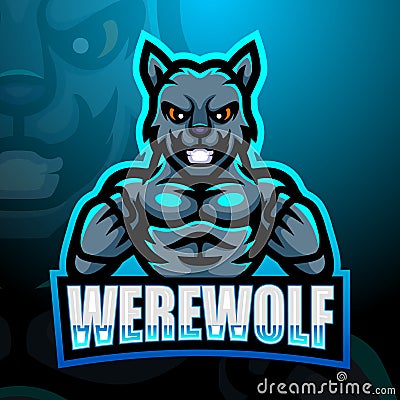 Werewolf mascot esport logo design Vector Illustration