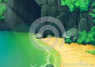 Illustration: What's there in the dark Cave? Stock Photo