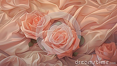 Illustration of whimiscal pink roses Cartoon Illustration