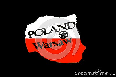 Polish Flag on Map of Poland Stock Photo