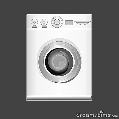 Illustration white washing machine on black background Stock Photo