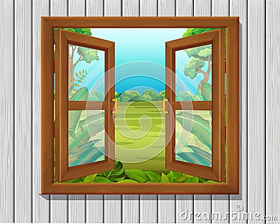 Window to nature scene Vector Illustration