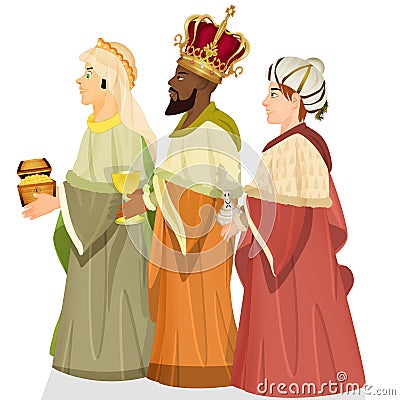 The wise men bring gold, frankincense and myrrh Stock Photo