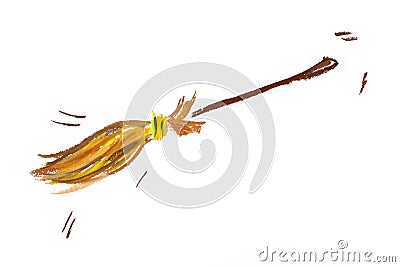 Illustration of witch broom on white background Stock Photo