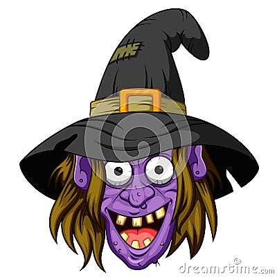 Witch head cartoon Vector Illustration