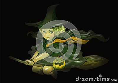 Illustration of a witch icon vector for Halloween Vector Illustration