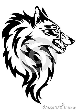 Illustration of wolf face tattoo Stock Photo