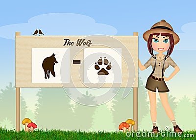 Wolf footprints in the woods Stock Photo