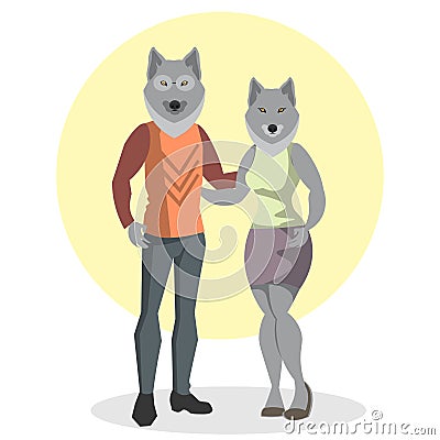 Illustration of the wolf and wolf fashion Vector Illustration