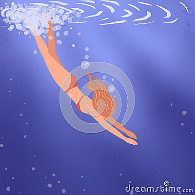 Woman diving Stock Photo