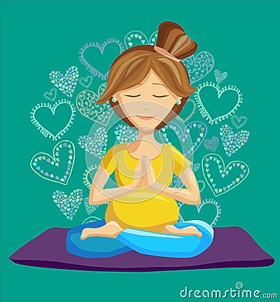 Illustration of woman doing prenatal yoga in lotus pose Vector Illustration