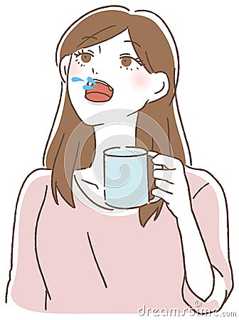 Illustration of a woman gargle Vector Illustration