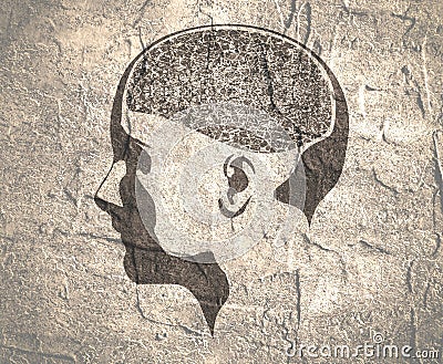 Illustration of a woman head with brain Cartoon Illustration