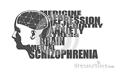 Illustration of a woman head with brain Vector Illustration