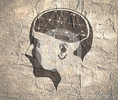 Illustration of a woman head with brain Cartoon Illustration